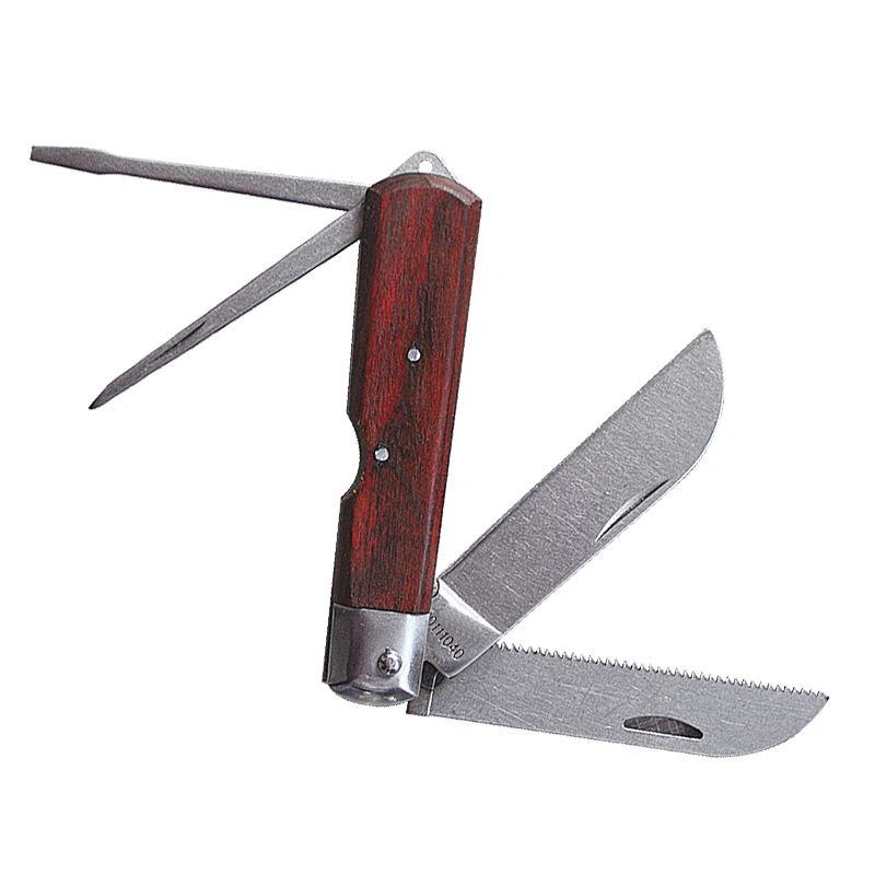 Cuchillo De Electricista Multifunción Con Mango De Madera