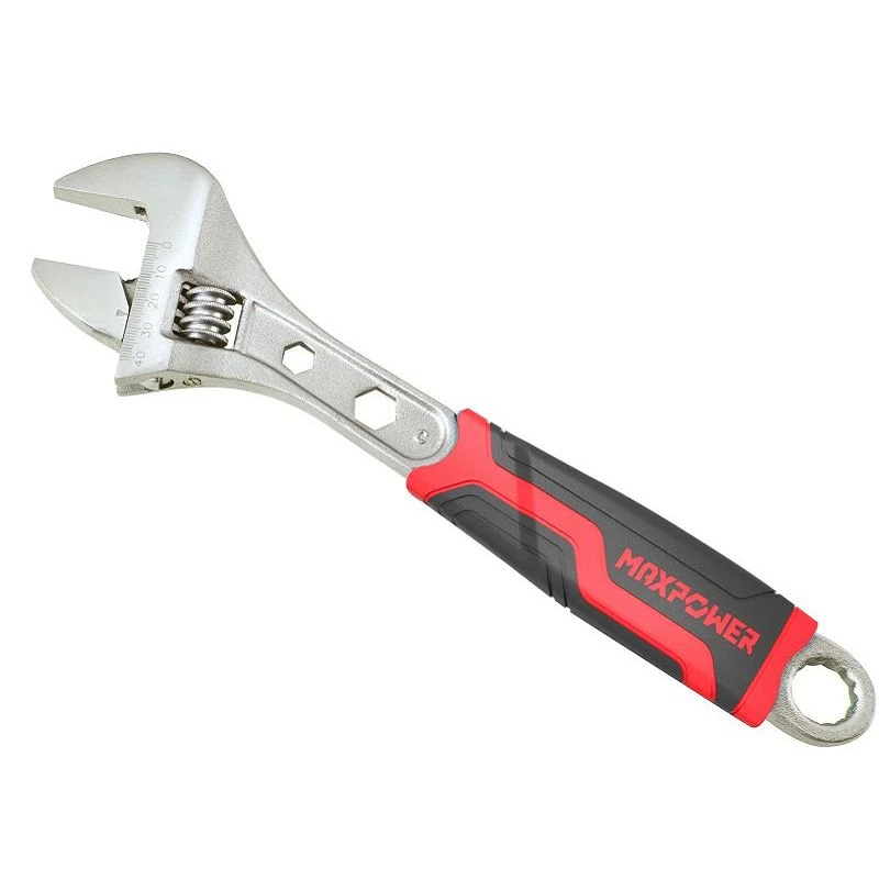 Llave ajustable con empuñadura de plástico de apertura amplia