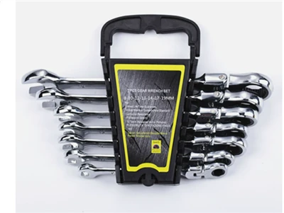Juego de llaves de trinquete ajustables CRV de 72 dientes, 8 piezas — Herramientas de hardware